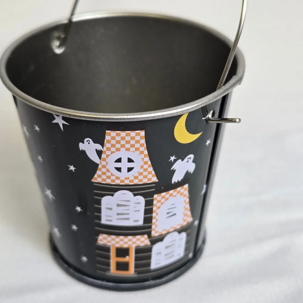 Set of‎ 3 Greenbrier Intl Miniature Halloween Tin Pails Buckets w/ Handles, 2